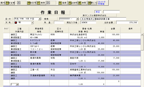 日報を入力するだけで原価管理が可能です